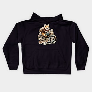 Corgi Biker Kids Hoodie